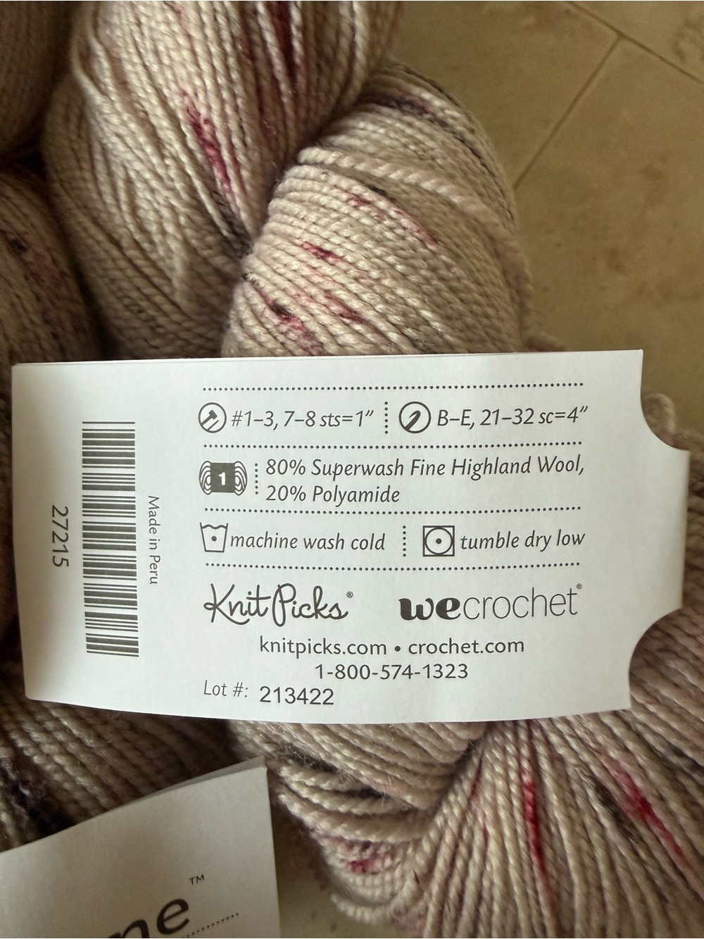 Hawthorne Fingering Weight Yarn in Berry Smoothie Speckle - Picture 3 of 5